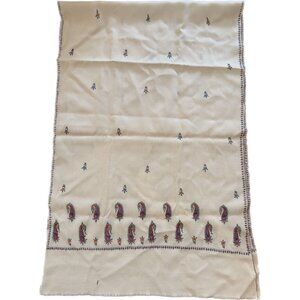 Vtg‎ Paisley Embroidered Tablecloth Table Runner Colorful Floral 23" X 68"